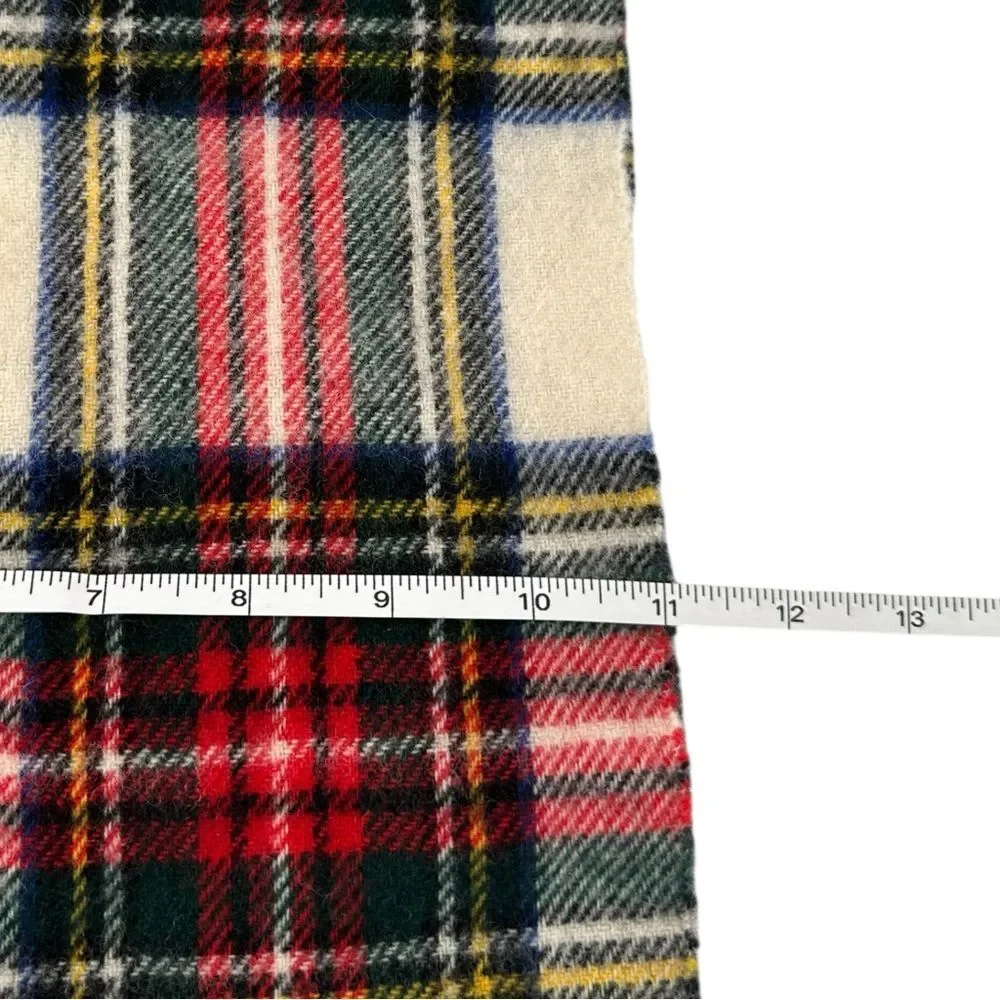 Hugh Parsons Scottish Lambswool Multicolor Tartan Heritage Plaid Fringed Scarf